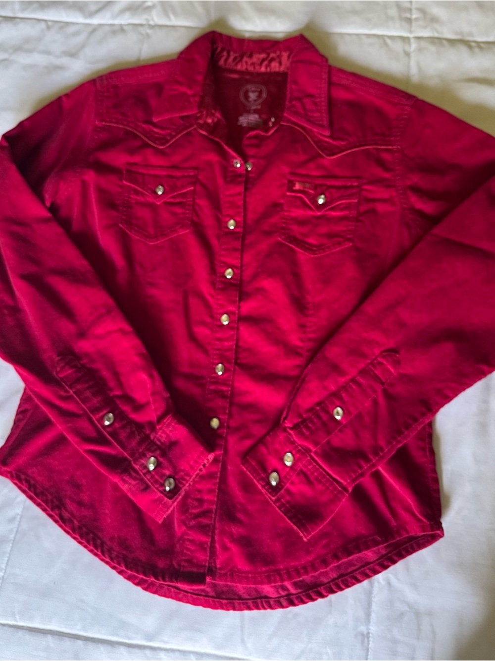 Twenty Women's Red Button-Down Western Long Sleeve Shirt 100% Cotton Sz S